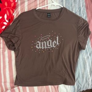 SHEIN Brown Crop Graphic T-Shirt